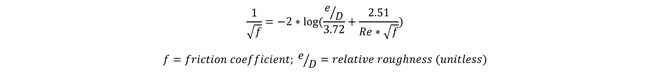 Friction factor equation colebrook