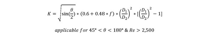 Equation for expansion and reduction fittings