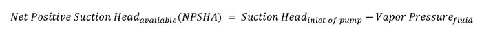 Net positive suction head available equation