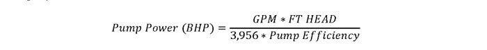 BHP equation for pump