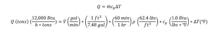 Chilled Water Pump Equations GPM per Ton