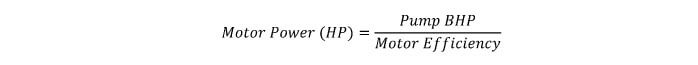 Chilled Water Pump BHP Equation with Motor Efficiency